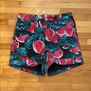 American apparel watermelon print jean shorts